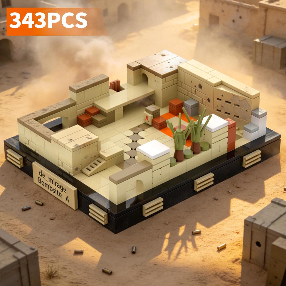 

Game Scene Mirage Inferno Map Building Block Collectible Model Desktop Decoration Bricks DIY for Birthday Xmas Gifts
