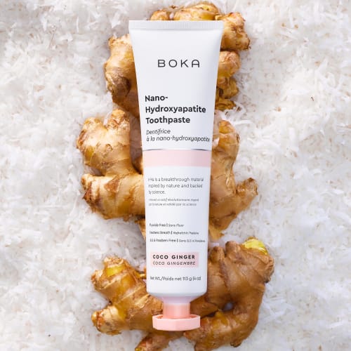 Boka Coco Ginger Toothpaste - Nano-Hydroxyapatite for Remineralizing and Sensitivity, Fluoride-Free I Dentist Recommended, Made In USA I 4oz