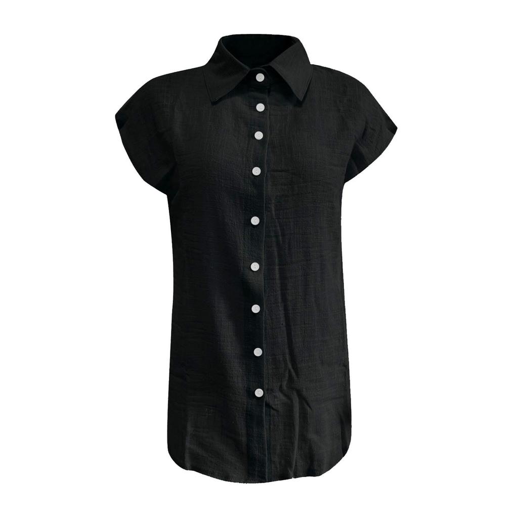 Women's Casual Fashion Short Sleeve Color Single Breasted Shirt Top