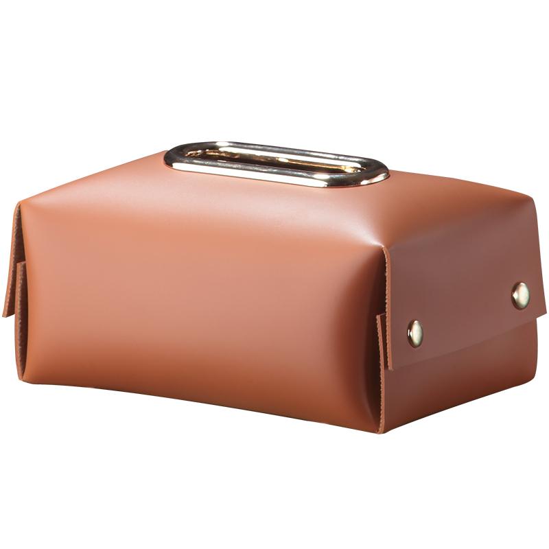 J Nordic style simple modern design living room central table Napkin Holder hand made leather tissue box  Paper Case storage box