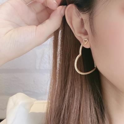 Earrings Slightly Studded With Diamonds, Big Heart Earrings, Temperament Holiday Gift, Nightclub Sexy Big Earrings