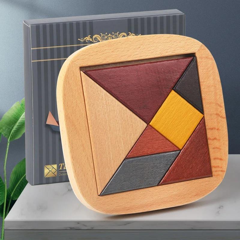 Montessori Wooden Toys Wooden Jigsaw Puzzle for Kids Tangrams Brainstorming Preschool Early Learning Children Logical Thinking