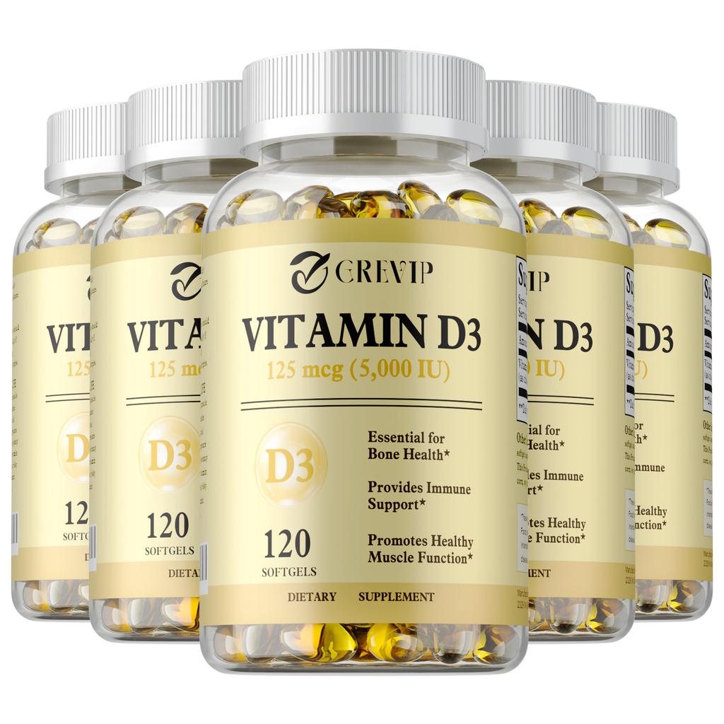 Vitamin D3 5000 IU (125 Mcg) 120 Softgels — Bone Health, Immune Support, Daily Wellness