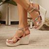 Fashion Summer New Style High Heel Sandals for Women Round Head Open Toe Waterproof Platform Anti-slip Wear-resistant Slope Heel Shoes