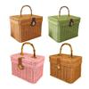 Handwoven Storage Basket with Lid Treasure Box Empty Gift Basket Display Suitcase for Party