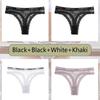 FINETOO 4 Adet Seksi kadın Dantel Bikini Thongs Düşük bel Mektup Iç Çamaşırı Tanga Kadın G-String Şeffaf Nefes Intimates