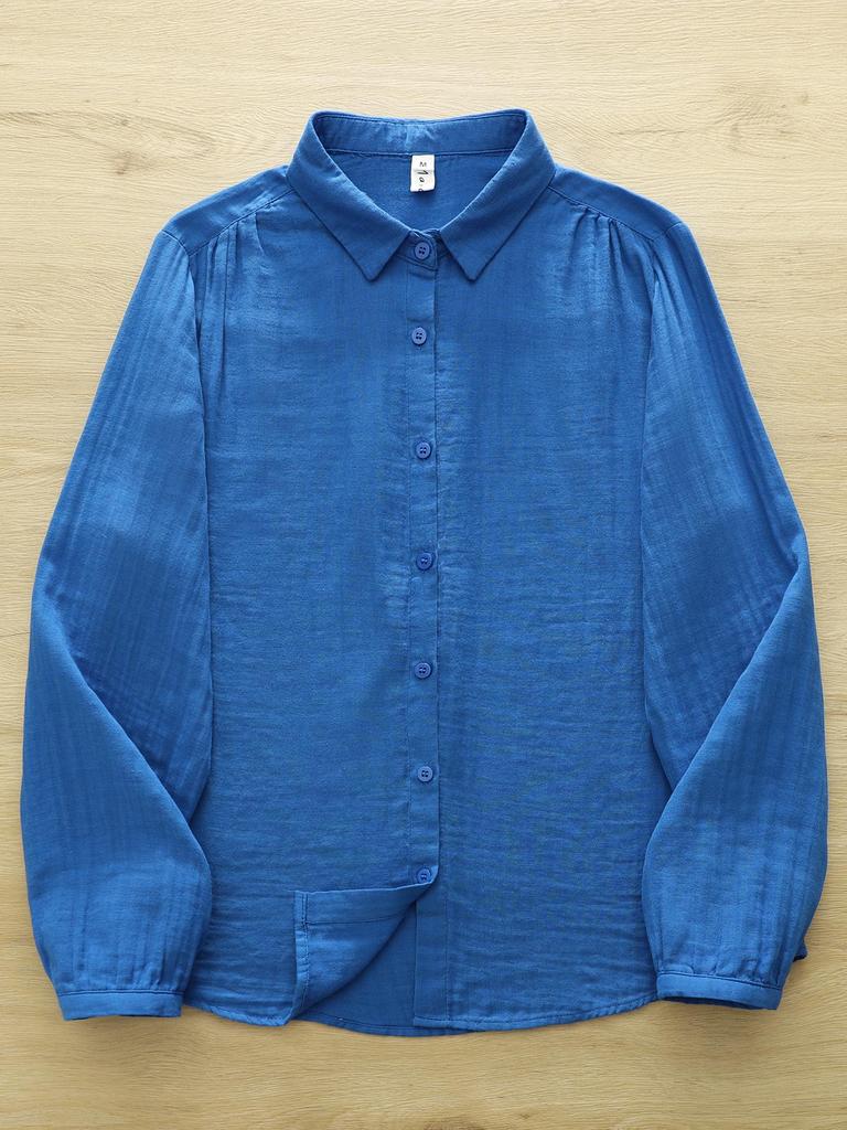 Women's Long Sleeve Lightweight Gauze Shirt - Soft, Breathable, and Slimming Top