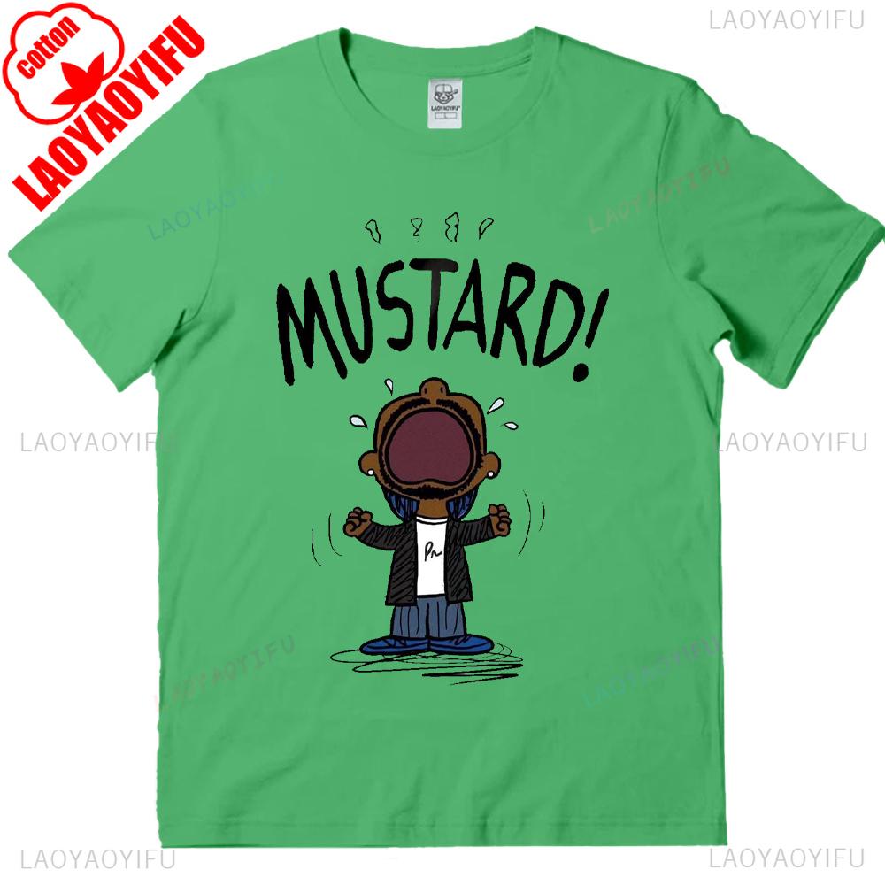 Kendrick Lamar MUSTARD Meme Shirt Neu Viral GNX Album Referenz Tops Hip Hop Musik Grafik T-Shirts Mustard Lamar Kurzarm
