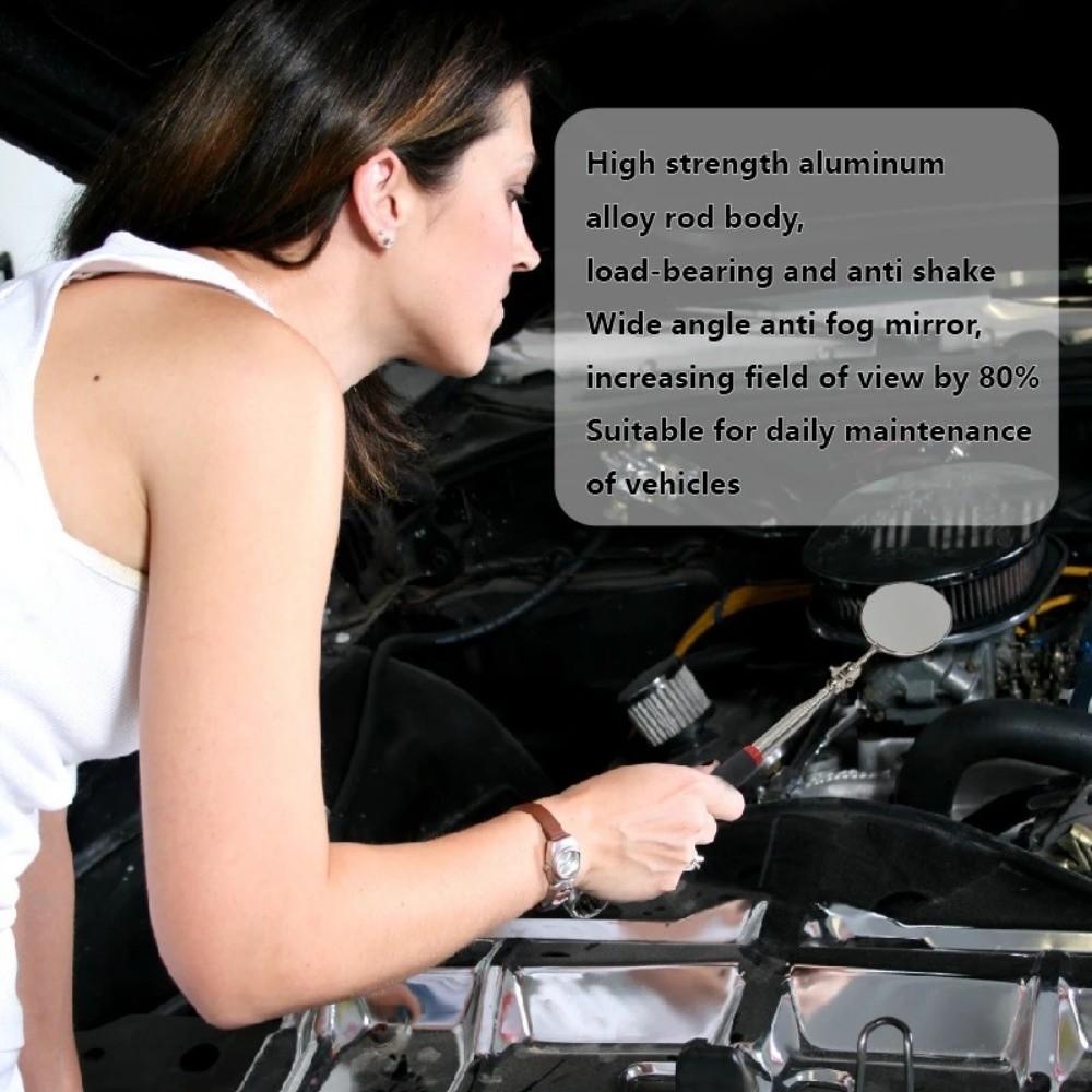 Long Handle Telescoping Inspection Mirror Round Extendable 360° Swivel Mirror Mechanic Repairing