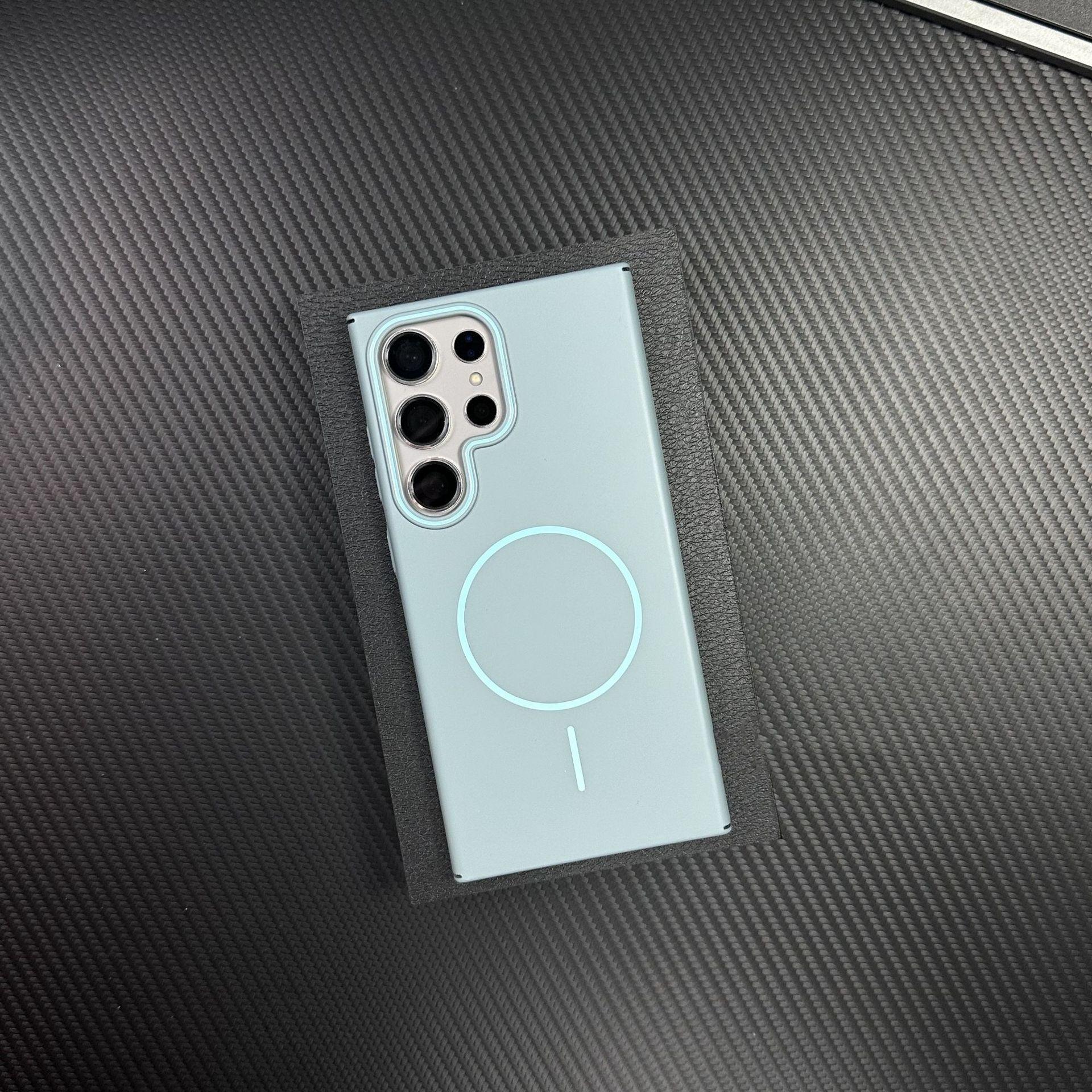 

Подходит для Samsung Galaxy S25ultra Тонкое магнитное кольцо-присоска Чехол для мобильного телефона Матовое покрытие Однотонный Противоударный S24 Ультратонкий Samsung Galaxy S21