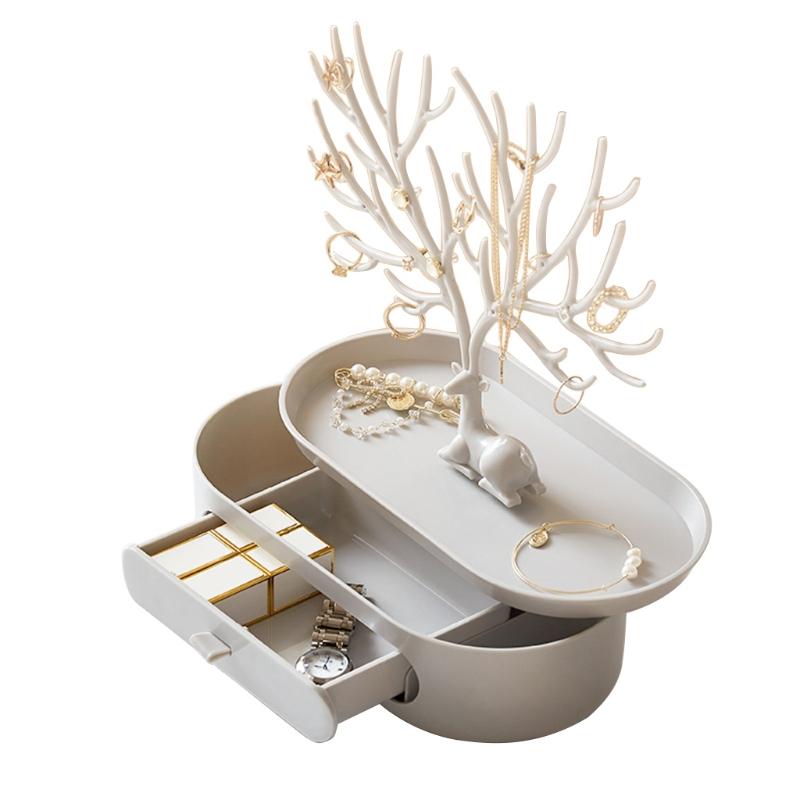 Jewelry Storage Box with Mini Deer for Creative Holder for Earrings Necklace Ring Pendant Bracelet Storage and Display X3UC