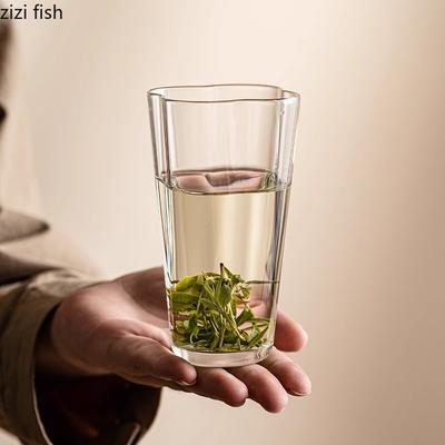 Flower Shape Transparent Glass Cup Office Tea Cup Milk Cup Juice Cups Beverage Cups Beer Cups Household Drinking Utensils