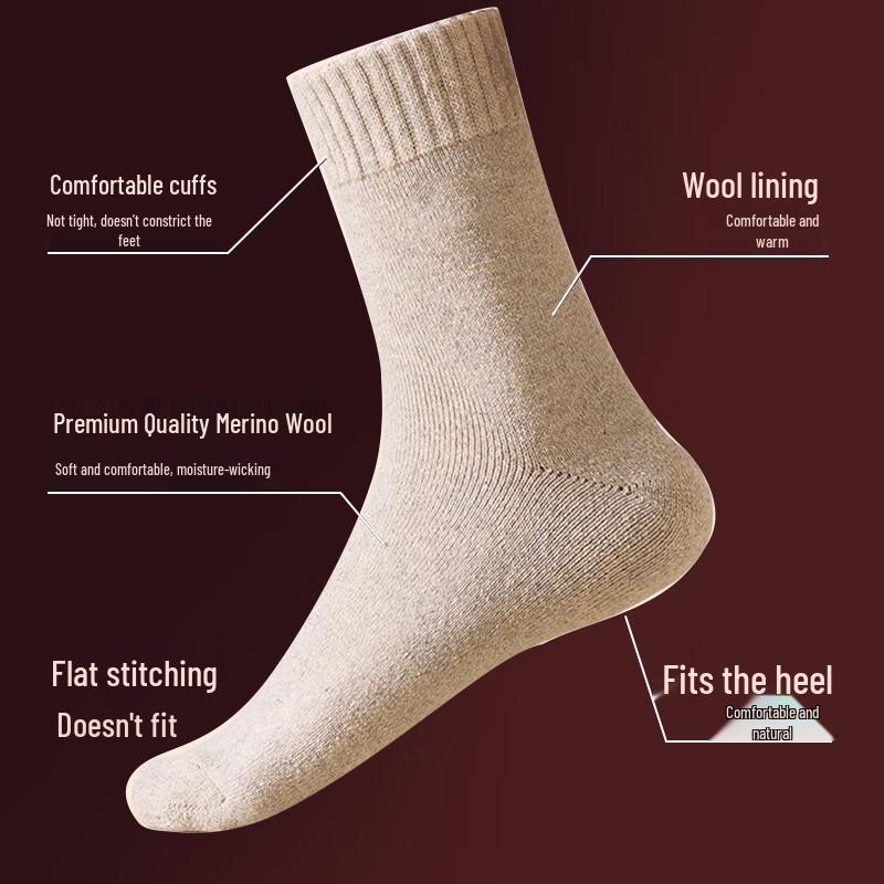 Langsha Men's Ultra-Warm Mid-Calf Wool Socks
