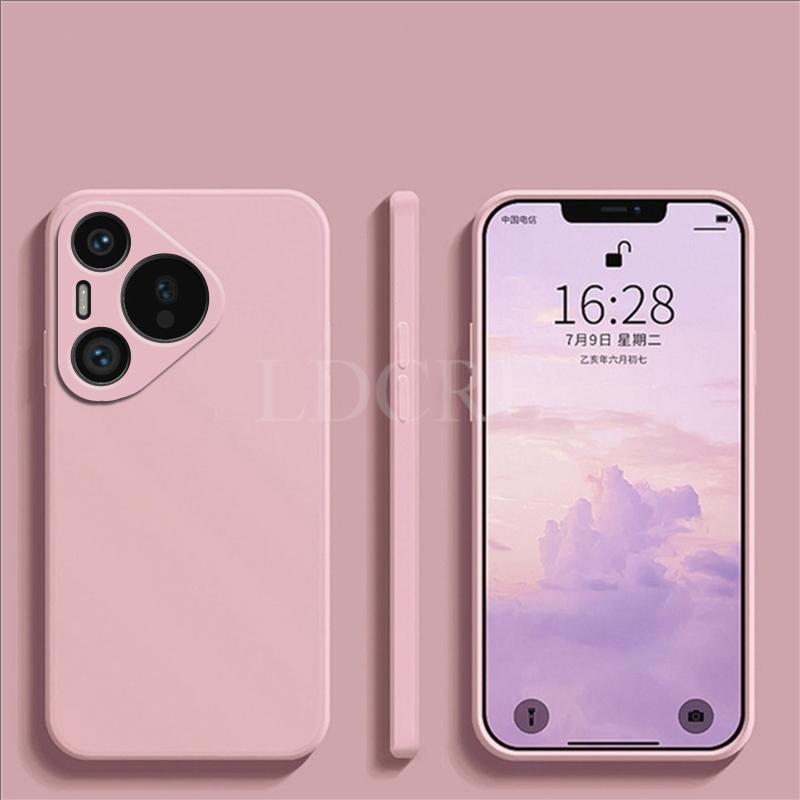 Для Huawei Pura 70 чехол жидкий силиконовый простой чехол Huawei Pura 70 чехол TPU мягкий резиновый защитный чехол для телефона Pura 70 чехол Huawei Pura 70 розовый