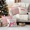 Pink Christmas Theme Cushions Pillowcase Polyester Cushion Cover Throw Pillow Sofa Decoration Pillowcover Home Car Sofa Decor