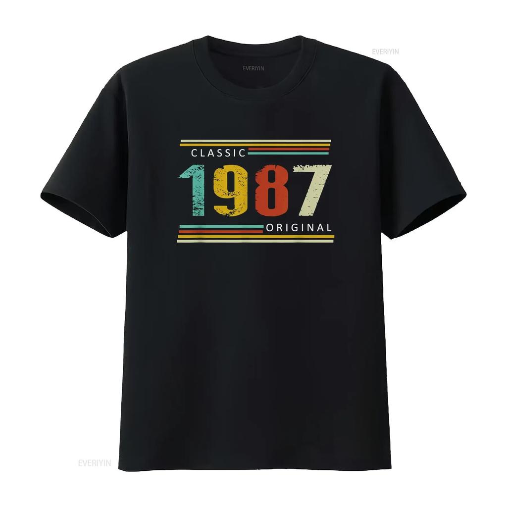 Birthday Classic of 1987 Original 37th Retro T Shirt Vintage Washed Soft Fashion Versatile Breathable Graphic Stretched Unisex