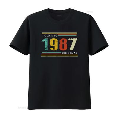 Birthday Classic of 1987 Original 37th Retro T Shirt Vintage Washed Soft Fashion Versatile Breathable Graphic Stretched Unisex