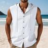 Summer Loose Casual Tank Tops Men American Style Linen Hooded Sleeveless Shirt Hip Hop Trendy Top Comfortable Breathable Vests