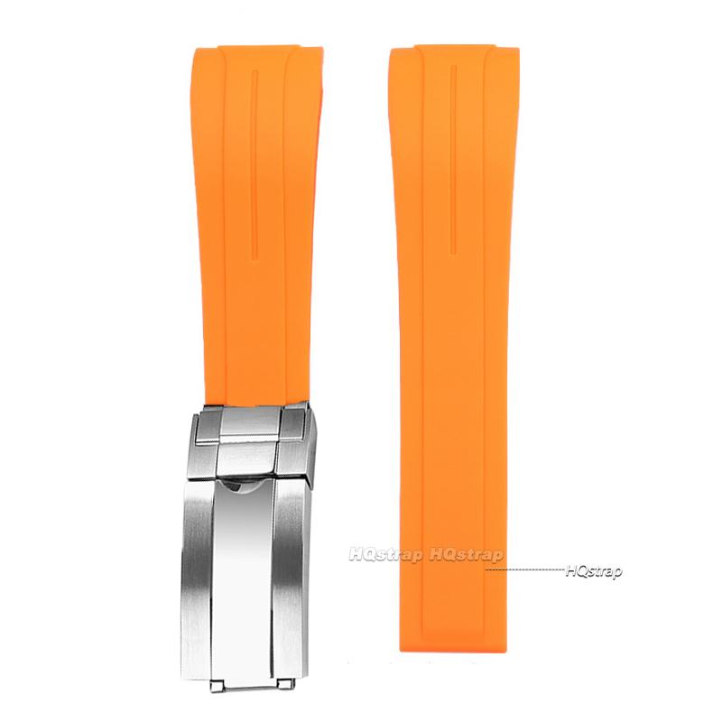 20mm Rubber Watch Strap for Rolex for Water Ghost Curved End Waterproof Wrist Band Metal Folding Buckle Diver Silicone Bracelet