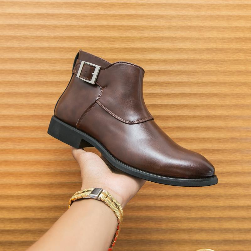 

Мода 2024 Итальянский бренд Уличный тренд Новая мужская обувь с высоким верхом Осень Зима Мужские ботинки челси Массажная подошва Деловые ботильоны 44 коричневый