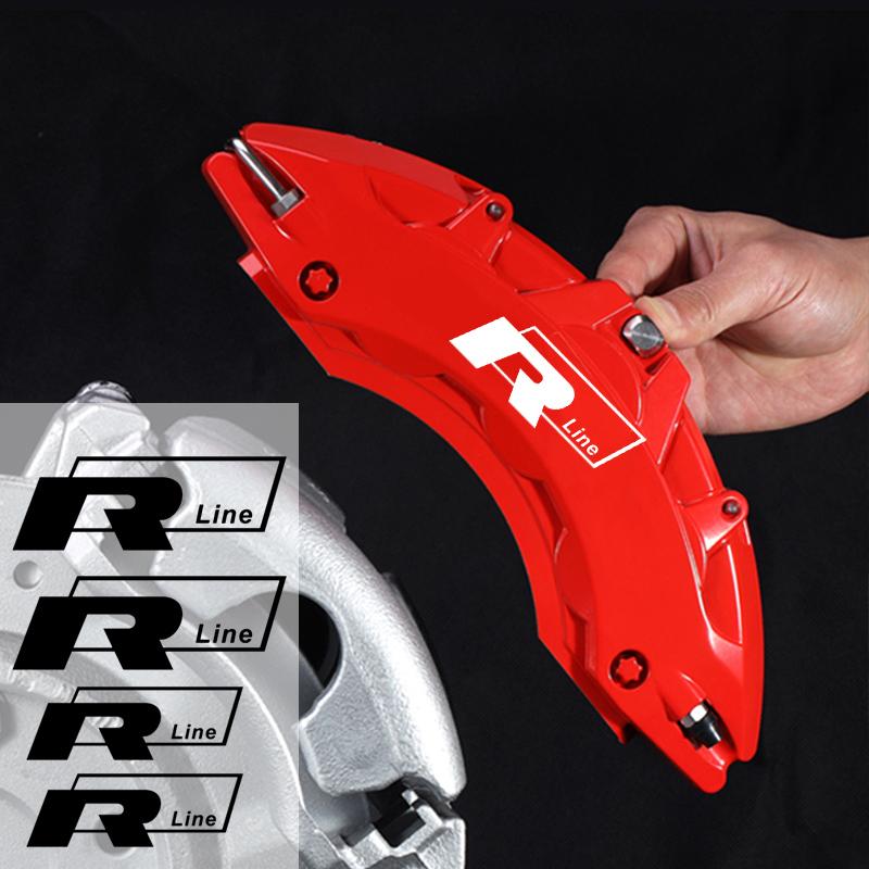 For Volkswagen VW Rline Golf 3 5 Polo Passat GTI MK3 MK7 Tiguan Beetle 4Pcs Car Vinyl Brake Caliper Sticker Vehicle Wheel Decals Jb9