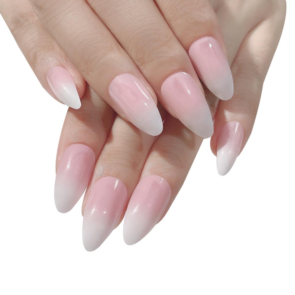 Wearing Nail Art Patch Finished Short Ballet Nail Pink Simple Gradient Color Fake Nail Gradient