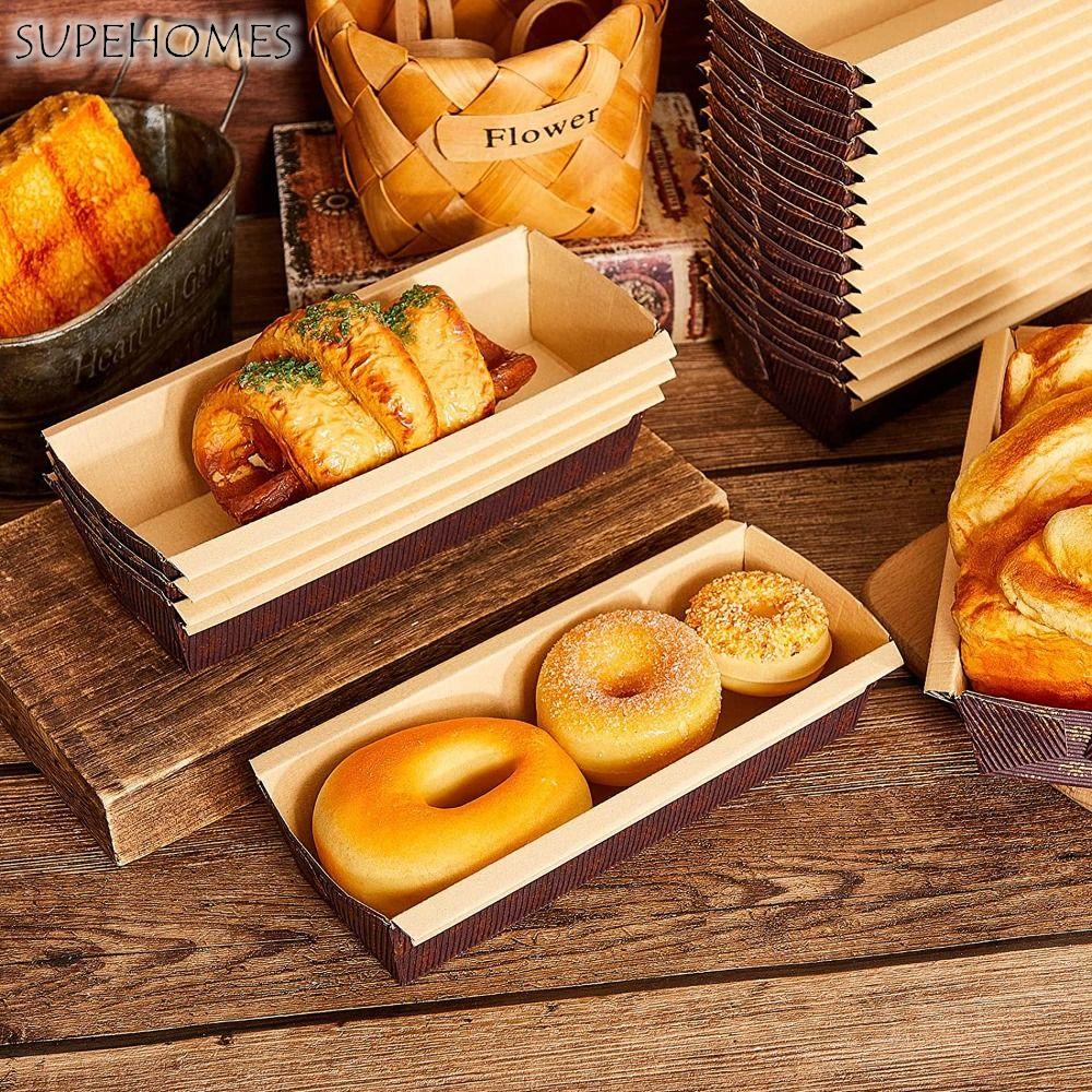 Boulangerie de Mariage Moules à Pâtisserie Jetables Kraft Caissettes à Gâteaux Plateaux à Pain Boîtes à Toast Moules à Pain en Papier