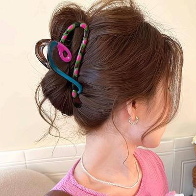 [1 pz Pinze per Capelli] 1 pz Eleganti Pinze per Capelli a Forma di Cuore, Colore Semplice a Goccia d'Olio | Pinza a Morso di Squalo con Presa Forte per l'Uso Quotidiano delle Donne, Comode