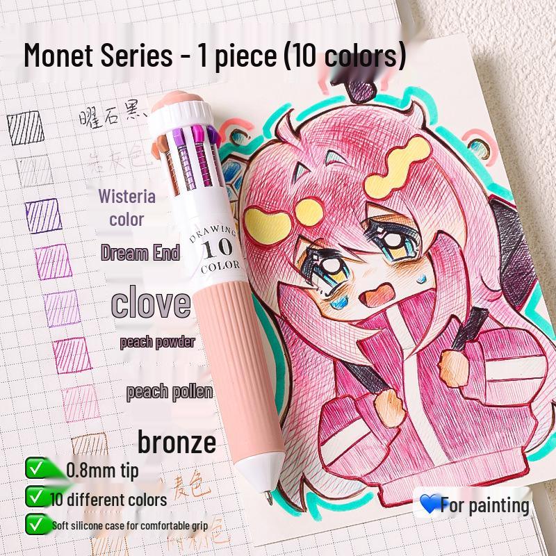 Blue Fruit 60-Color Press-Type Multicolor Ballpoint Pen Set – Ten-Color All-in-One Multifunctional Journal Pen.