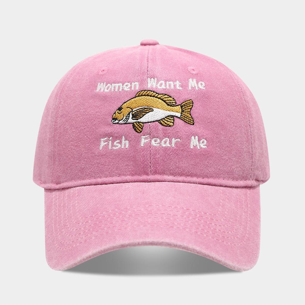Le donne mi vogliono i pesci mi temono Cappellino da baseball ricamato Unisex Cotone lavato Cappello da sole estivo primaverile da pesca