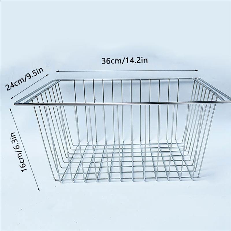 ABBP-Camping Storage Basket For Table Side Expansion Rack Stainless Steel Drain Basket Multifunctional Folding