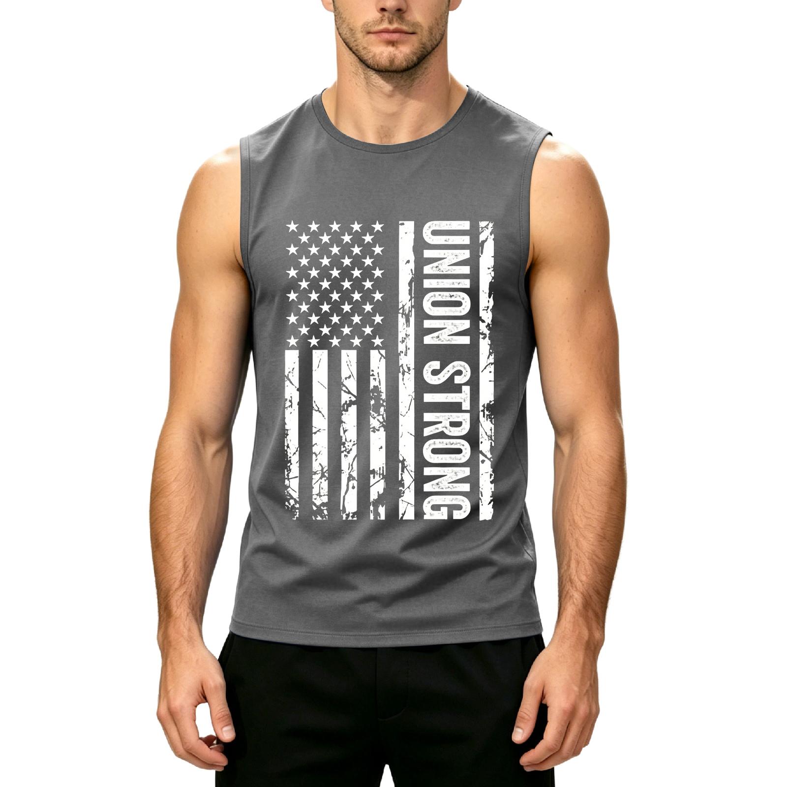 

Men s Sleeveless Casual Tank Top Muscle Shirt Printed Graphic Crew Neck Summer Workout Gym Apparel for Outdoor Activities L