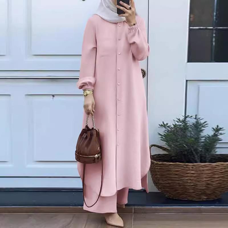 Middle Eastern Style Two-Piece Set: Long-Sleeve Shirt & Pants for Muslim Women – New Autumn/Spring Collection