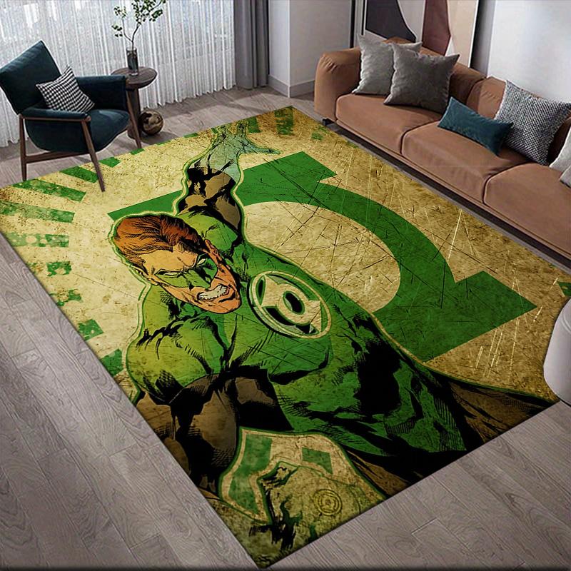 Green Lantern Anti-Slip Floor Mat, Rectangular Carpet for Home Living Room & Bedroom Decor