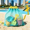 Portable Drawstring Beach Bag Large Capacity Swim Toy Storage Bag Mesh Beach Bag  Beach Activities