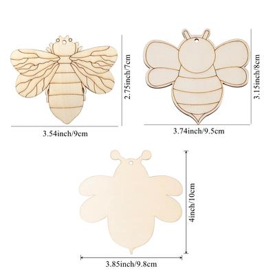 10 ks Dřevěná včela Závěsná ozdoba DIY Malování Dřevěné řemesla Pro děti Včelí téma Narozeninová oslava Stolní dekorace DIY Řemesla