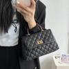 Caviar Cowhide Xiaoxiang Co Handbag Mouth Cover Handle Hand-held Dinner Bag Leather Ball Pattern Rhombus Chain Bag Women