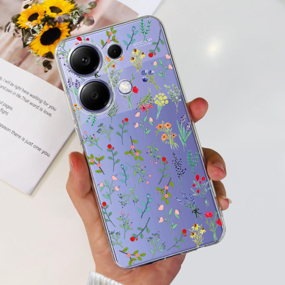 For Xiaomi Redmi Note 13 Pro 4G Case Beautiful butterfly flower TPU Soft Silicone Cover For Xiaomi Poco M6 Pro Bumper Phone Case