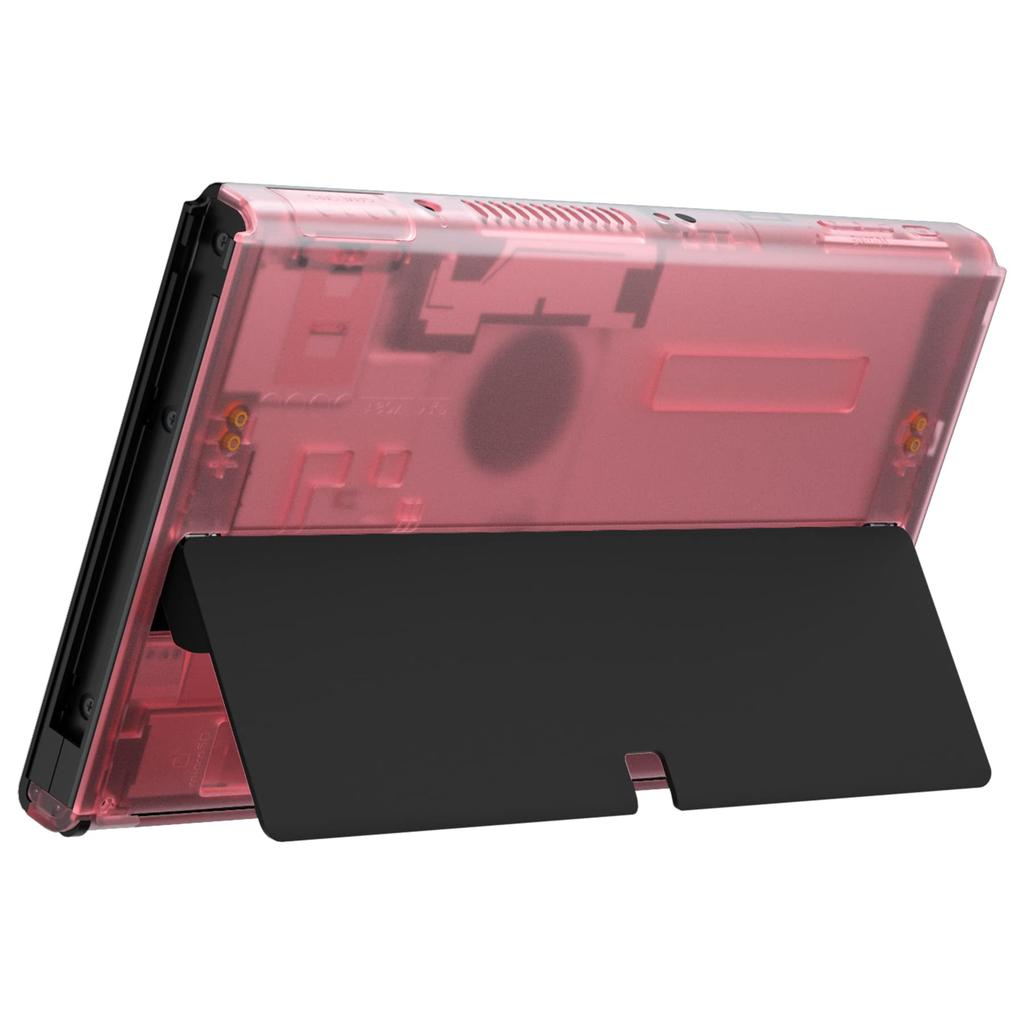 eXtremeRate Switch Compatible with OLED Soft Touch Console Back Plate DIY Replacement Housing Shell Clear Material Switch Shell Switch Stand Not