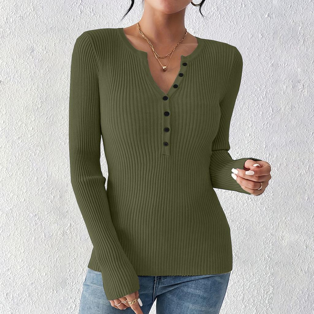 Damski sweter z kolorowymi guzikami, dzianinowy, dopasowany i wszechstronny, z długim rękawem