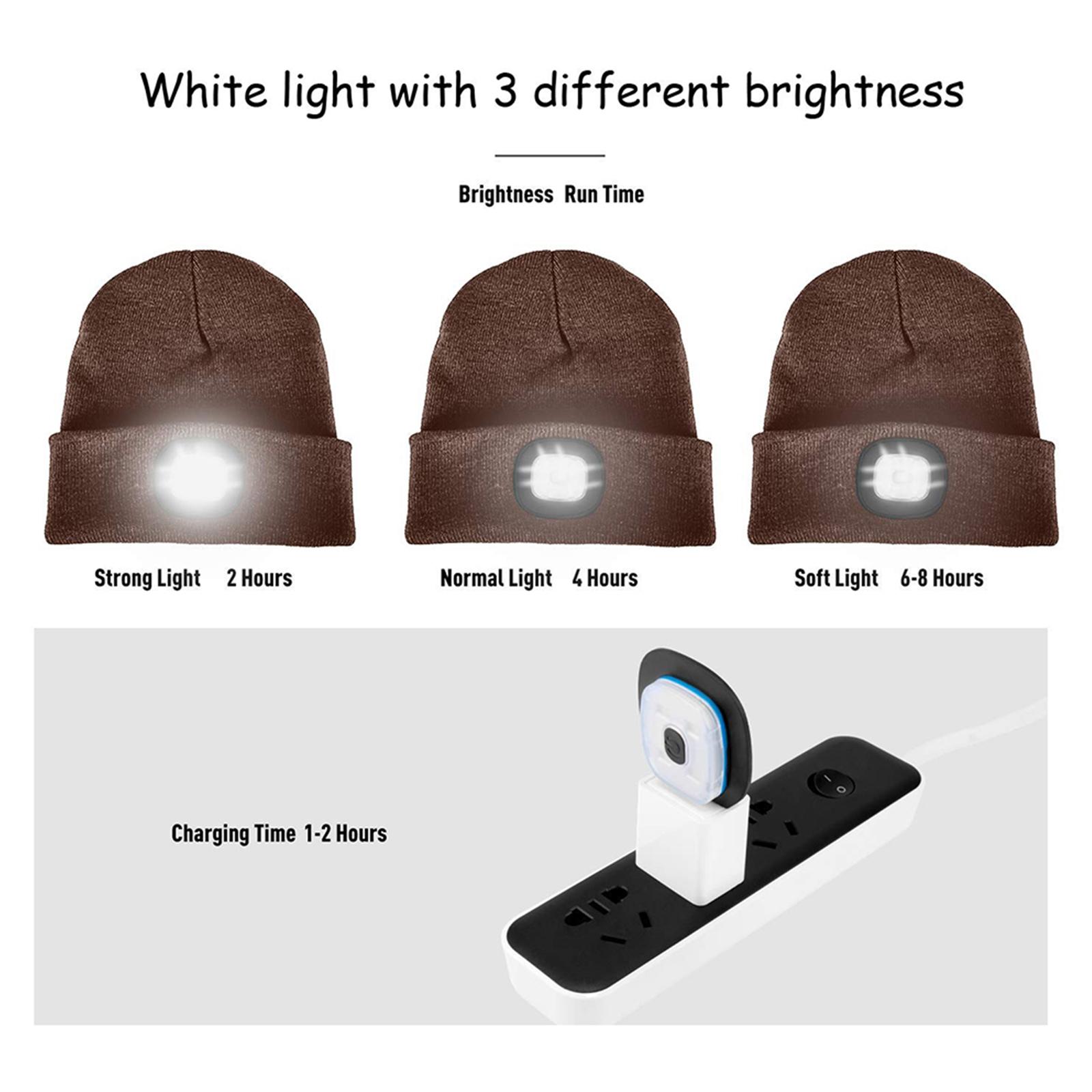 

LED Beanie Hat with Light,USB Rechargeable Hands Free 4 LED Knitted Headlamp Cap оранжевый