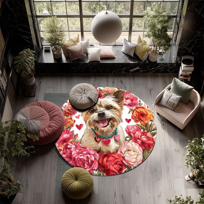 Cartoon Puppies pattern round rug,Carpet Rug for Living Room Bedroom Playroom ,Non-slip Floor Mat,Holiday Gifts and Birthday Gifts.