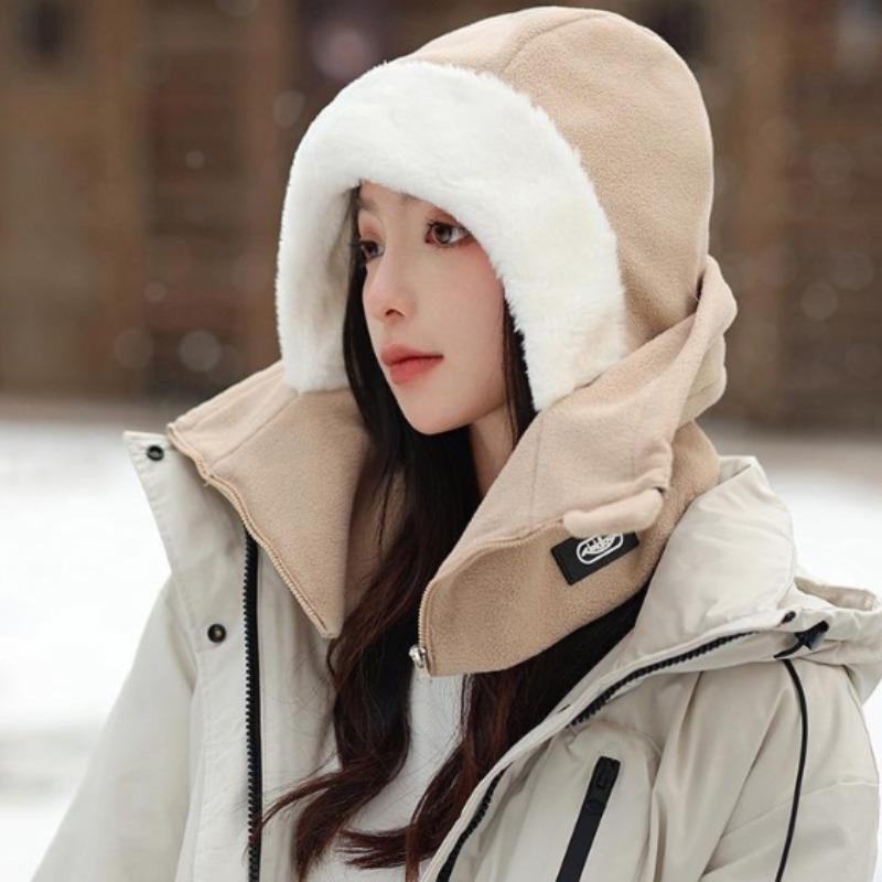 Winter Cycling Fleece Neck Warmer Hat Set Windproof Thermal Face Mask for Cold Weather Protection Outdoor Riding