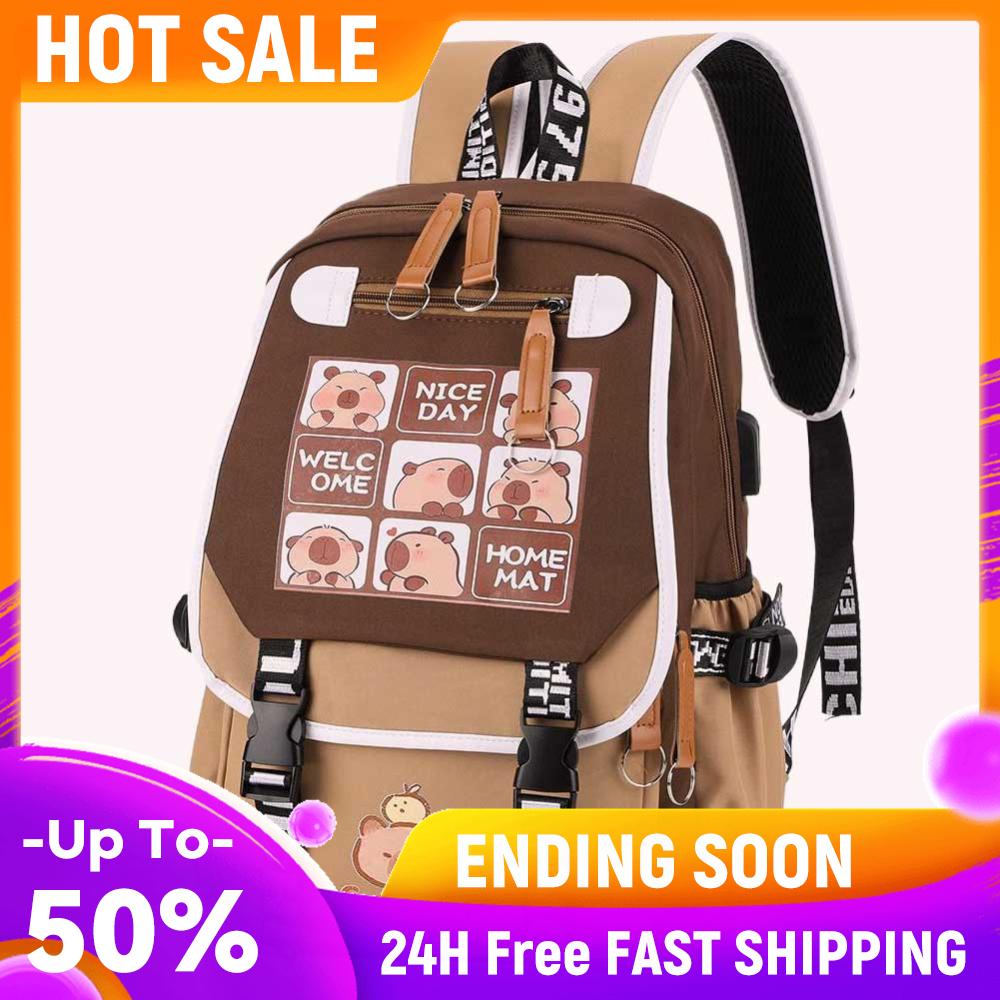 

Cartoon Capybara Backpack with Cute Kawaii Backpack Large Capacity Aesthetic Rucksack Cute Bookbag for Students China Mainland