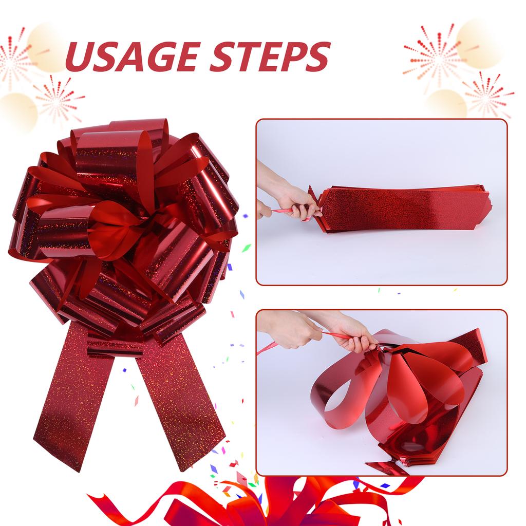 18Inch Cars Ribbon Pull Bows Multi-Purpose Gift Decoration Bowknot Wear Resist Gift Wrapping Pull String Bow for DIY Craft