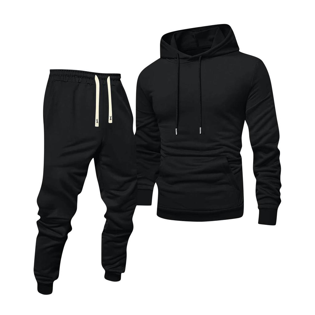 Men's Color Hooded Universal Versatile Hooded Sweatshirt Sweatpants Casual Sports Suit