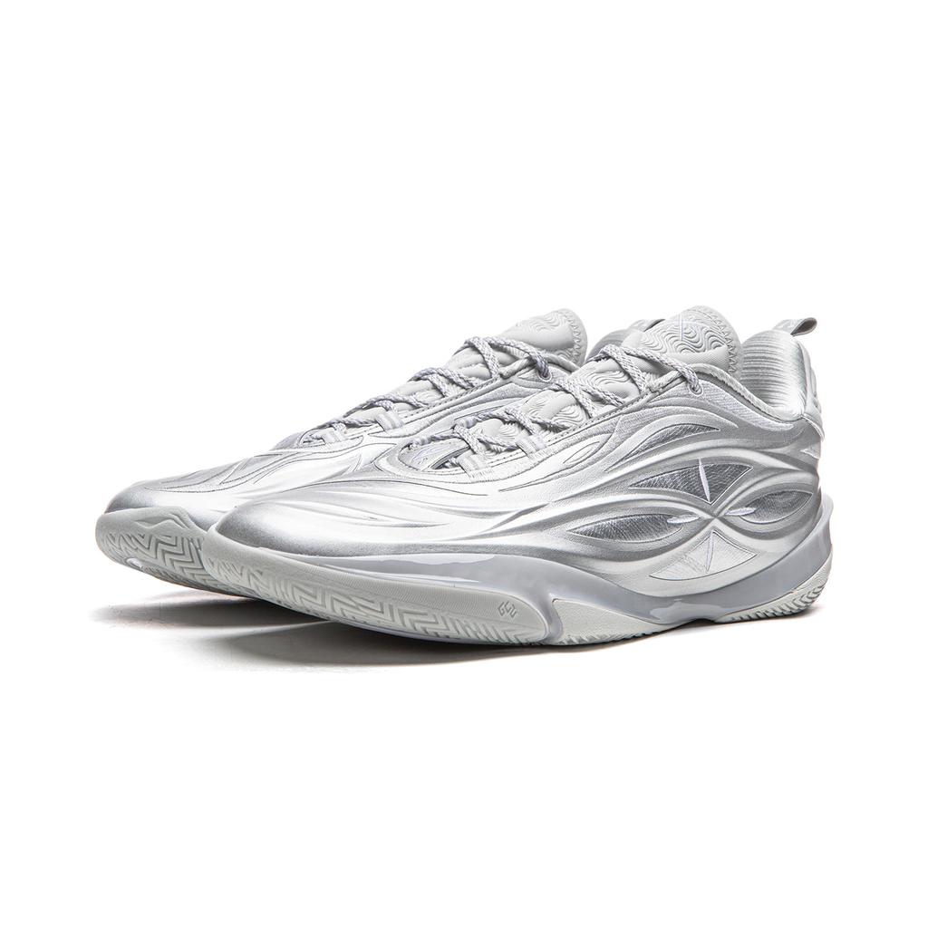 Li Ning Cushioning Slip Resistant Abrasion Resistant Breathable Rebound Grip Low top Basketball Shoes Men's Silver ABAV045-15