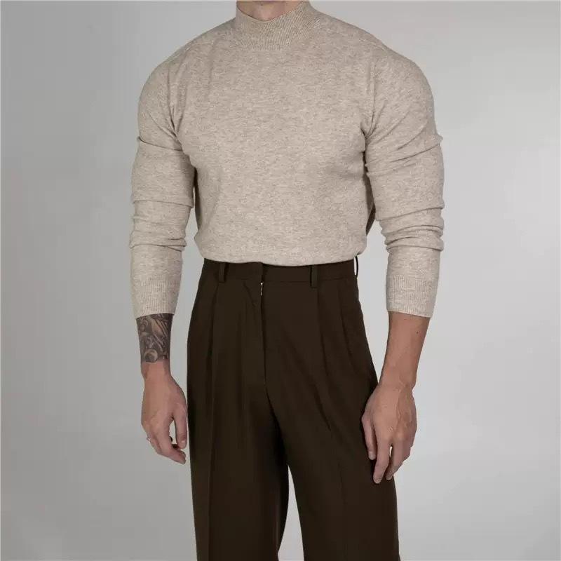 GZX TOX Men s Warm, Soft Half-high Collar Slim Fit Casual Knitwear M