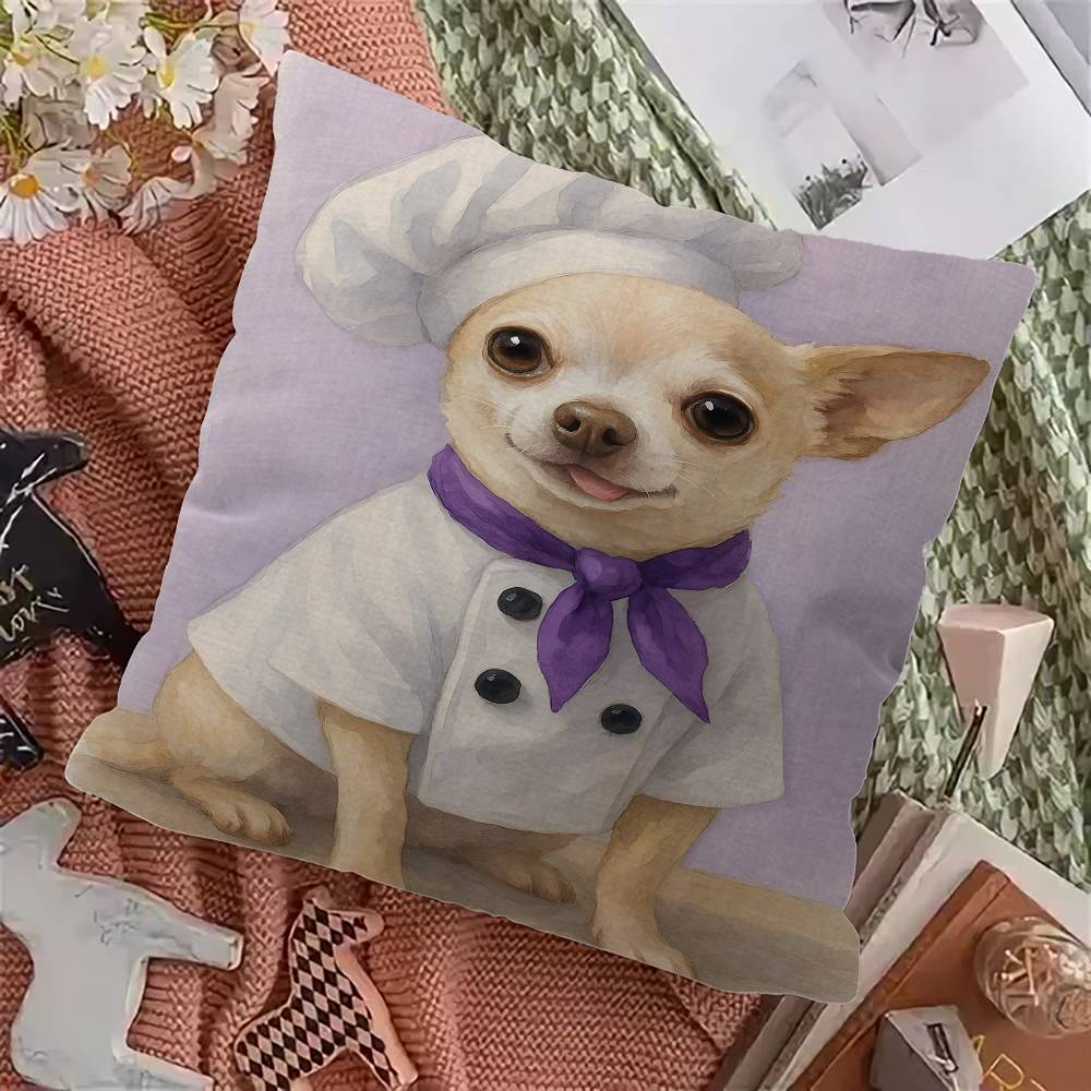 Cute Cartoon Chihuahua Dog Personalized Pillow Cover Kids Bedroom Wild Party Decor Pillowcase Kid Birthday Shower Gift