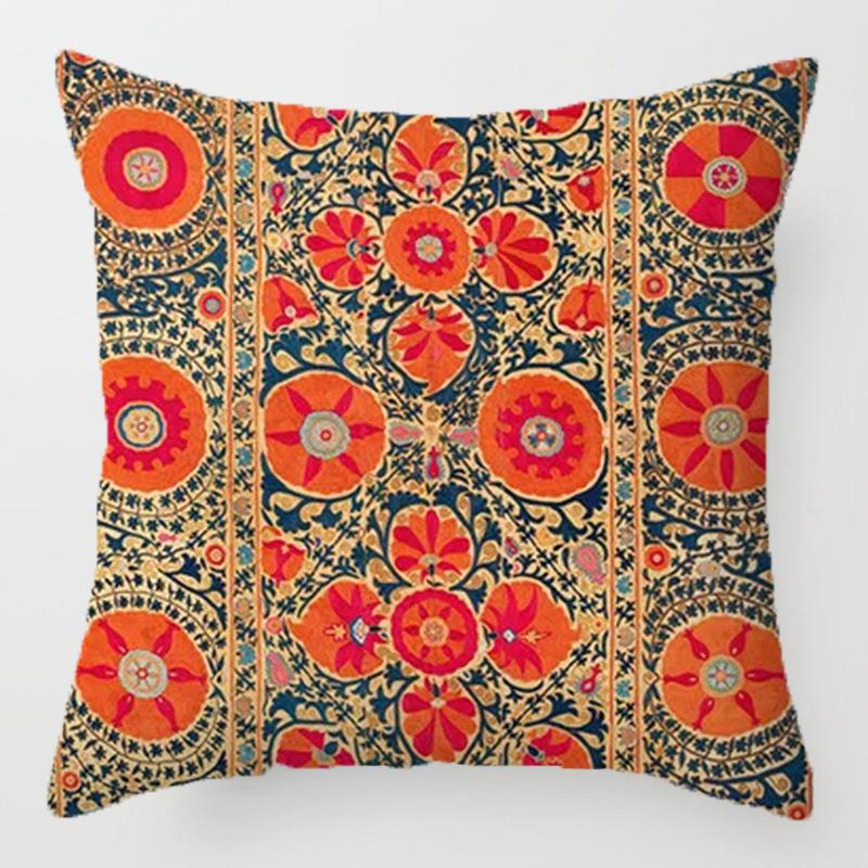 Bohemian ethnic style throw pillow retro printing sofa bed home decoration cushion short velvet pillow